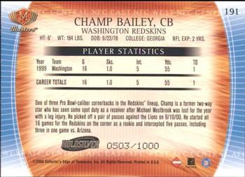 2000 Collector's Edge Masters - HoloSilver #191 Champ Bailey Back