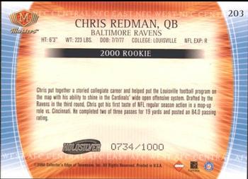 2000 Collector's Edge Masters - HoloSilver #203 Chris Redman Back