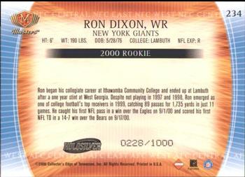 2000 Collector's Edge Masters - HoloSilver #234 Ron Dixon Back