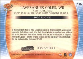 2000 Collector's Edge Masters - HoloSilver #236 Laveranues Coles Back