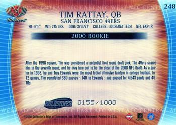 2000 Collector's Edge Masters - HoloSilver #248 Tim Rattay Back