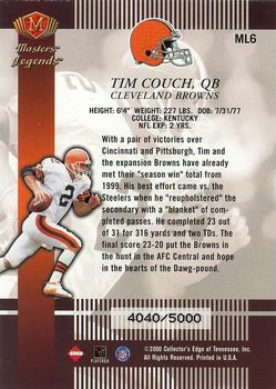 2000 Collector's Edge Masters - Legends #ML6 Tim Couch Back