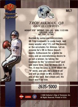 2000 Collector's Edge Masters - Legends #ML7 Troy Aikman Back