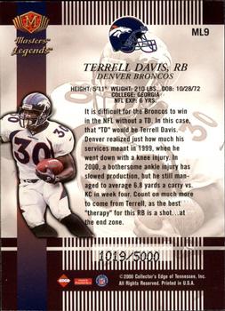 2000 Collector's Edge Masters - Legends #ML9 Terrell Davis Back