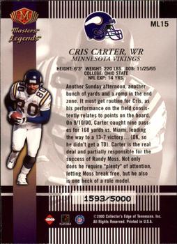 2000 Collector's Edge Masters - Legends #ML15 Cris Carter Back