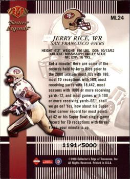 2000 Collector's Edge Masters - Legends #ML24 Jerry Rice Back