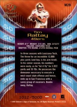 2000 Collector's Edge Masters - Majestic #M28 Tim Rattay Back