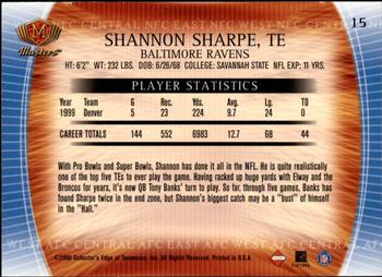 2000 Collector's Edge Masters - Retail #15 Shannon Sharpe Back