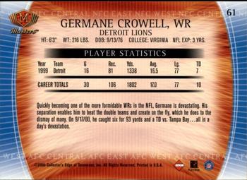 2000 Collector's Edge Masters - Retail #61 Germane Crowell Back