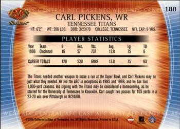 2000 Collector's Edge Masters - Retail #188 Carl Pickens Back