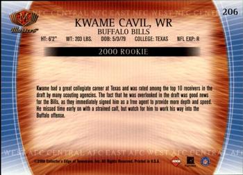 2000 Collector's Edge Masters - Retail #206 Kwame Cavil Back