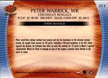 2000 Collector's Edge Masters - Retail #213 Peter Warrick Back