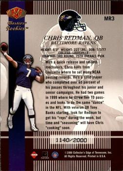 2000 Collector's Edge Masters - Rookie Masters #MR3 Chris Redman Back
