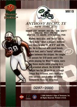 2000 Collector's Edge Masters - Rookie Masters #MR19 Anthony Becht Back