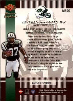 2000 Collector's Edge Masters - Rookie Masters #MR20 Laveranues Coles Back