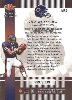 2000 Collector's Edge Masters - Rookie Masters Previews #MR5 Dez White Back