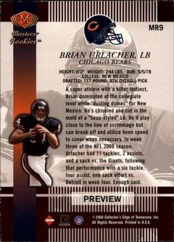 2000 Collector's Edge Masters - Rookie Masters Previews #MR9 Brian Urlacher Back