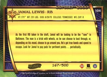 2000 Collector's Edge Odyssey - HoloGold Rookies #104 Jamal Lewis Back