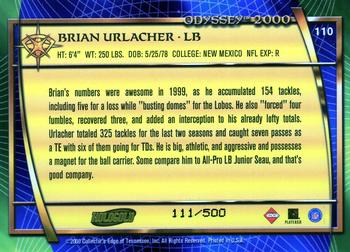 2000 Collector's Edge Odyssey - HoloGold Rookies #110 Brian Urlacher Back