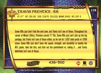 2000 Collector's Edge Odyssey - HoloGold Rookies #118 Travis Prentice Back