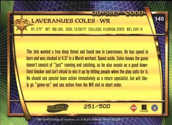 2000 Collector's Edge Odyssey - HoloGold Rookies #140 Laveranues Coles Back