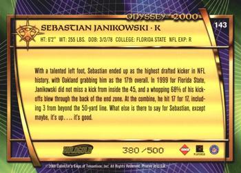 2000 Collector's Edge Odyssey - HoloGold Rookies #143 Sebastian Janikowski Back