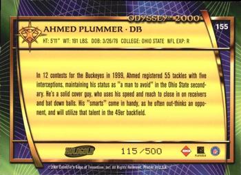 2000 Collector's Edge Odyssey - HoloGold Rookies #155 Ahmed Plummer Back