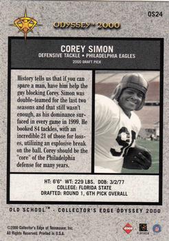 2000 Collector's Edge Odyssey - Old School #OS24 Corey Simon Back