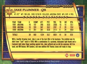 2000 Collector's Edge Odyssey - Retail #2 Jake Plummer Back