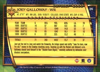 2000 Collector's Edge Odyssey - Retail #26 Joey Galloway Back