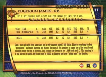 2000 Collector's Edge Odyssey - Retail #41 Edgerrin James Back