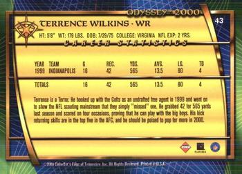 2000 Collector's Edge Odyssey - Retail #43 Terrence Wilkins Back