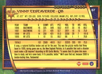 2000 Collector's Edge Odyssey - Retail #67 Vinny Testaverde Back