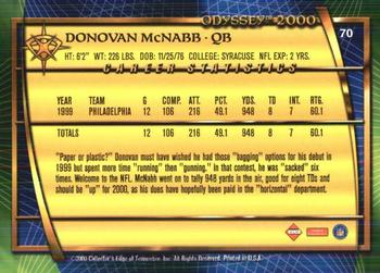 2000 Collector's Edge Odyssey - Retail #70 Donovan McNabb Back