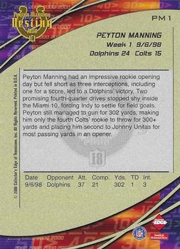 2000 Collector's Edge Peyton Manning Destiny #PM1 Peyton Manning Back