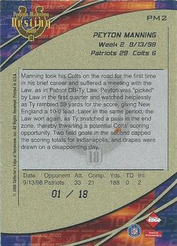 2000 Collector's Edge Peyton Manning Destiny - Red #PM2 Peyton Manning Back