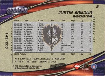 2000 Collector's Edge Supreme - HoloGold #9 Justin Armour Back