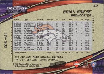 2000 Collector's Edge Supreme - HoloGold #42 Brian Griese Back