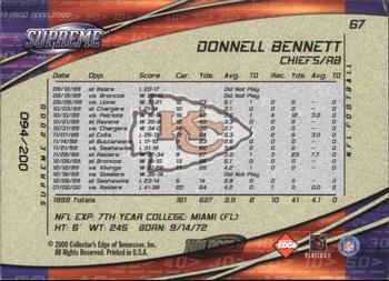 2000 Collector's Edge Supreme - HoloGold #67 Donnell Bennett Back