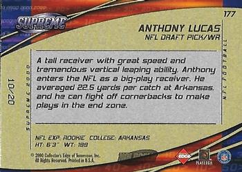 2000 Collector's Edge Supreme - HoloGold #177 Anthony Lucas Back