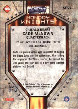 2000 Collector's Edge Supreme - Monday Knights #MK3 Cade McNown Back