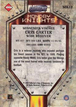 2000 Collector's Edge Supreme - Monday Knights #MK12 Cris Carter Back