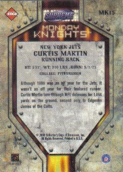 2000 Collector's Edge Supreme - Monday Knights #MK15 Curtis Martin Back