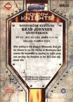 2000 Collector's Edge Supreme - Monday Knights #MK20 Brad Johnson Back