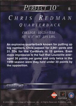 2000 Collector's Edge Supreme - Perfect Ten #8 Chris Redman Back