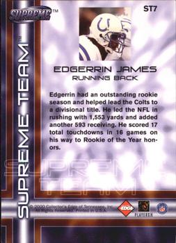 2000 Collector's Edge Supreme - Supreme Team #ST7 Edgerrin James Back