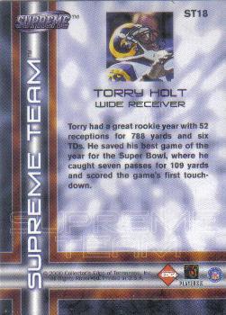 2000 Collector's Edge Supreme - Supreme Team #ST18 Torry Holt Back