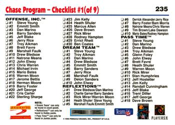 1995 Score #235 Chase Program Checklist Back