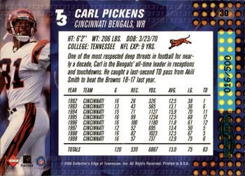 2000 Collector's Edge T3 - HoloPlatinum #30 Carl Pickens Back