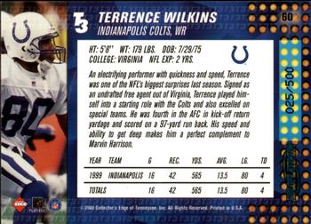 2000 Collector's Edge T3 - HoloPlatinum #60 Terrence Wilkins Back